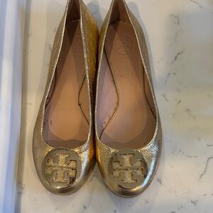 Tory Burch Metallic Gold Loafers